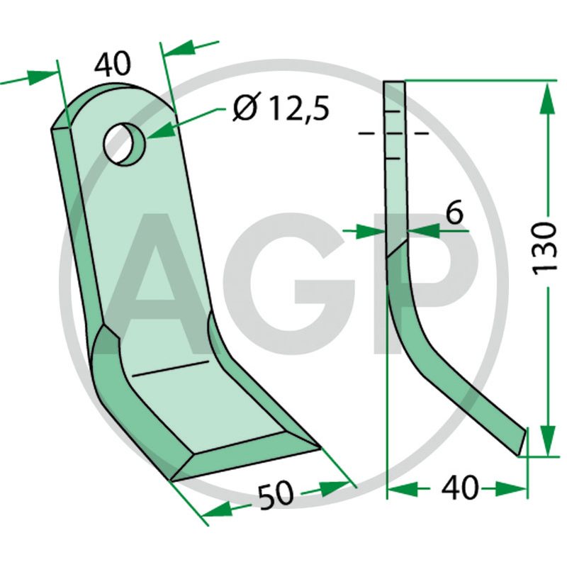 Nůž mulčovače pro Ferri o tloušťce 6 mm a průměru díry 12,5 mm
