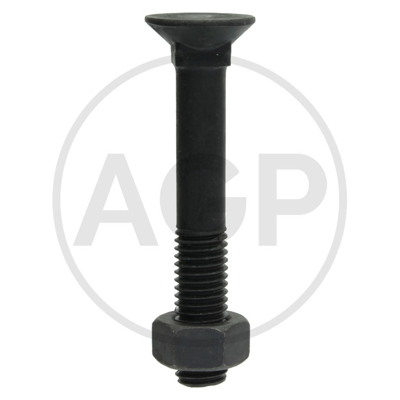 Šroub s maticí M12 x 80 mm DIN 608 pevnost 10.9, pluhový šroub k radlici