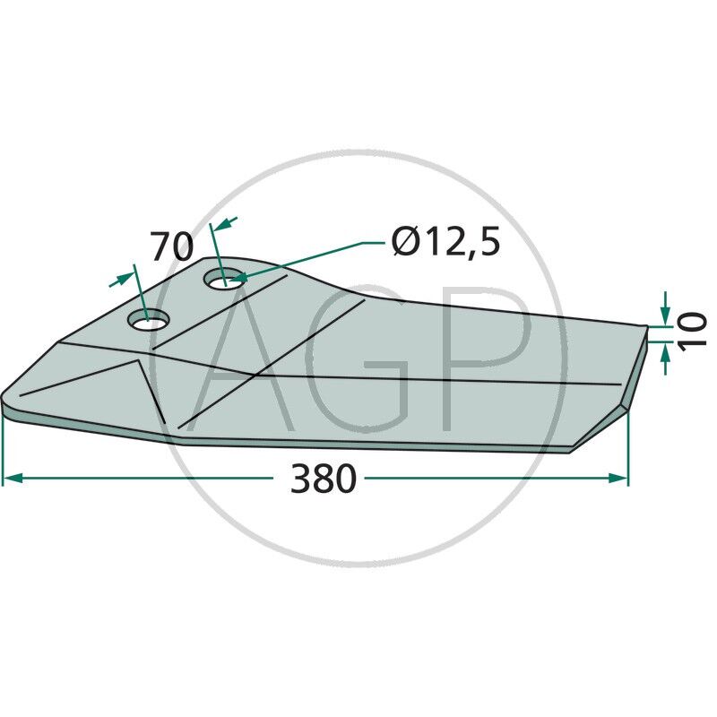 Křídlové ostří pravé vytvrzené FL37P vhodné pro Amazone, Lemken, Saphir těžké kultivátory