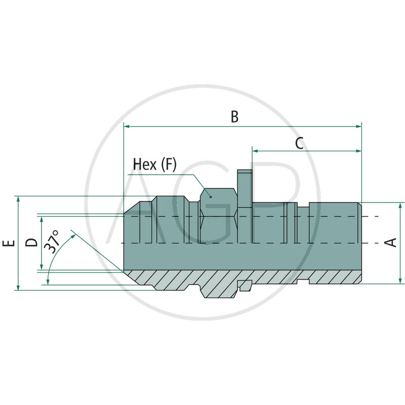 WEO-Adaptér vsuvky 1/4 (10 mm); 7/16-20 UNF vnější závit, JIC 37°
