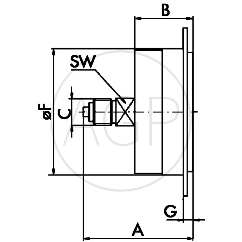 M-FGH-63-0/6-1/4-VA-bar/psi Trubkový pružinový manometr