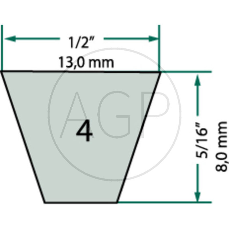 Klínový řemen 1/2“ x 78, 12,7 x 1981 La žací pro zahradní sekačky Gutbrod, MTD, Oleo-Mac, Yard Man