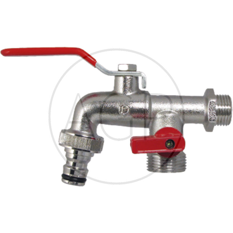 Kulový výpustný kohout s 2 odtoky, přípoj 1/2