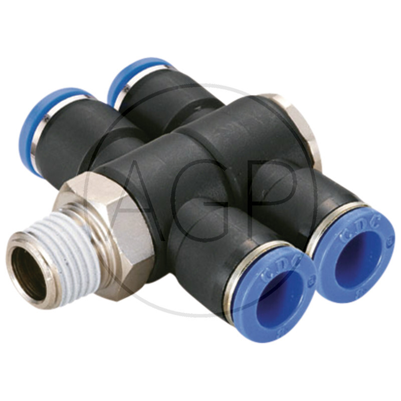 B-TVTEdk2-10-3/8-KU T-rozdělovač-šroubení