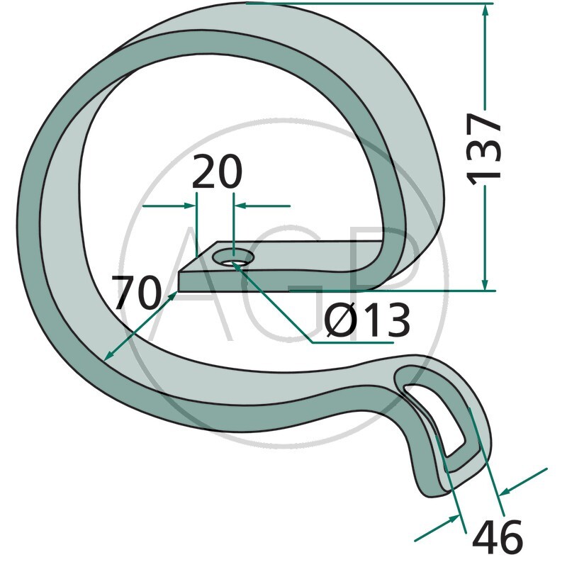 Pero kultivátoru velké 45 x 10 mm vhodné pro Saphir a brány s velkými pery