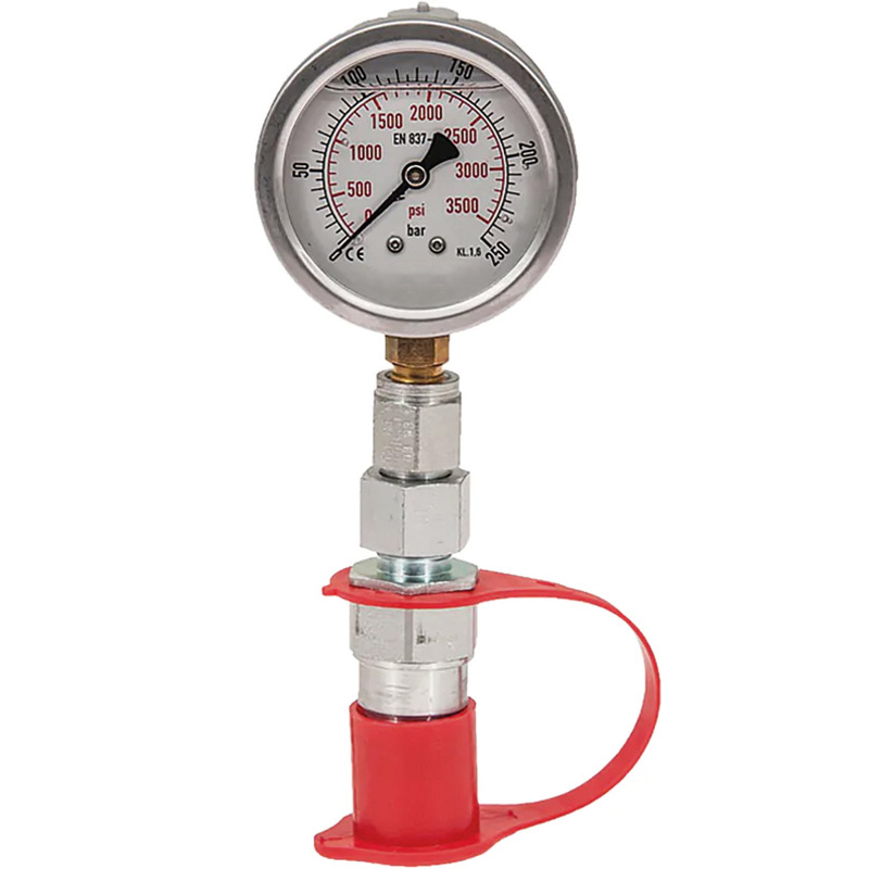 Měřící sada s manometrem 250 bar a rychlospojkou k měření tlaku hydrauliky
