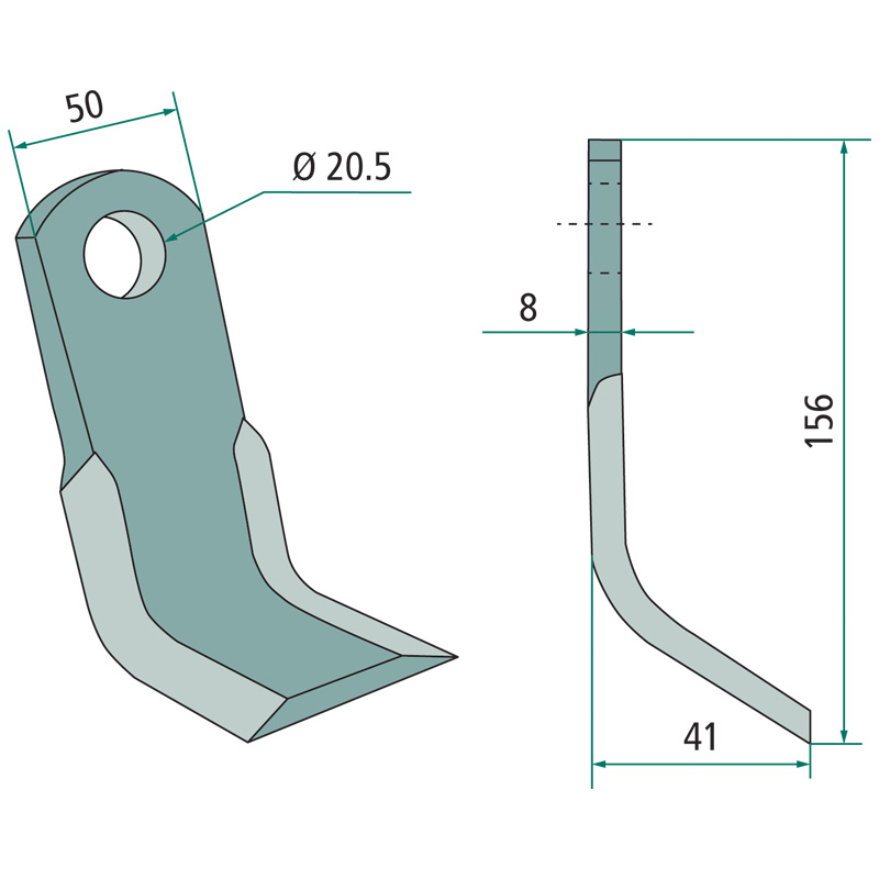 Mulčovací nůž pro mulčovače Hymach – délka 156 mm