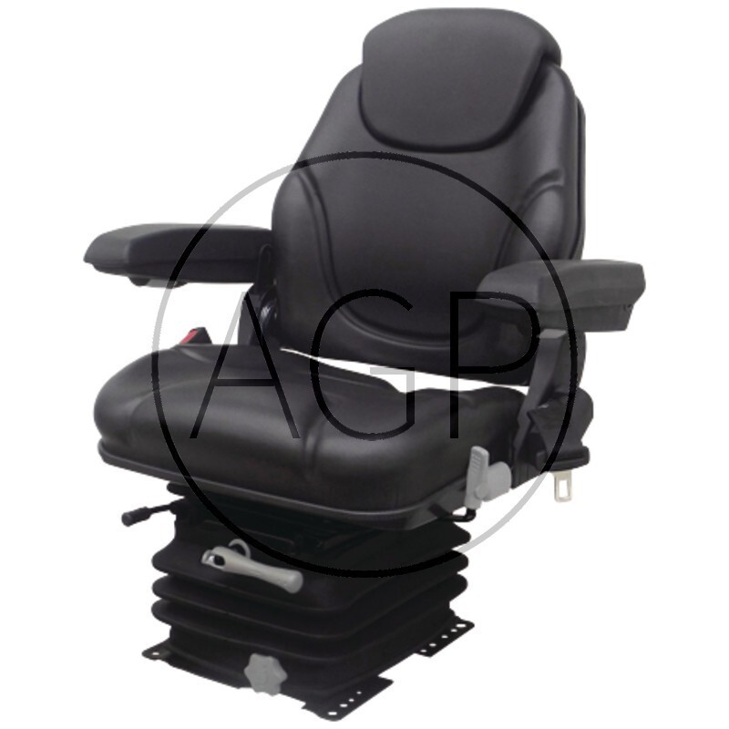 Mechanicky odpružená koženková sedačka do traktoru s opěrky, odpružená sedačka do traktoru.