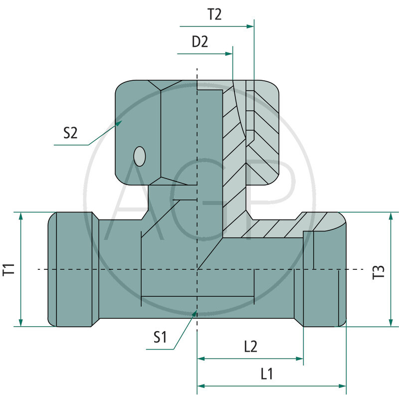 Směrově nastavitelné T-šroubení X-ETV 35 L DKO se závitem M45 x 2