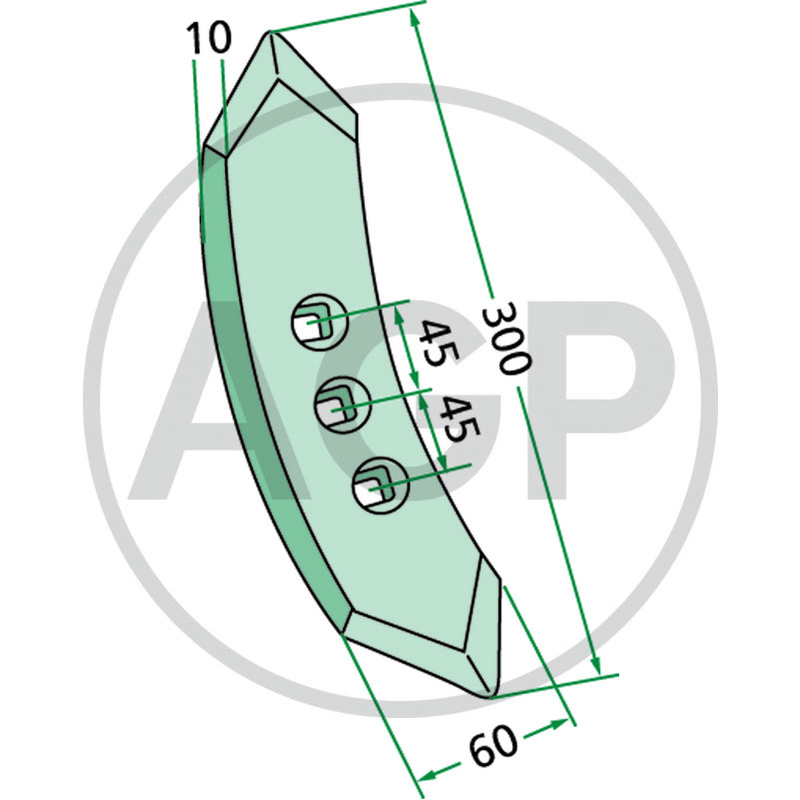 Hrot kultivátoru 300 x 60 x 10 mm