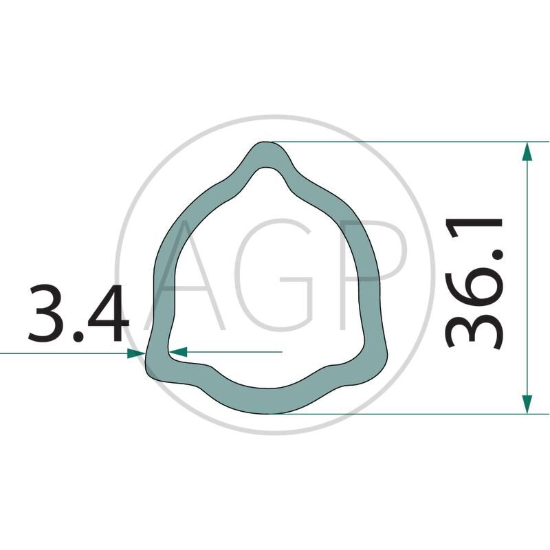 Trubka ke kardanu profilu trojúhelník o šířce 43,4 mm o délce 1 m