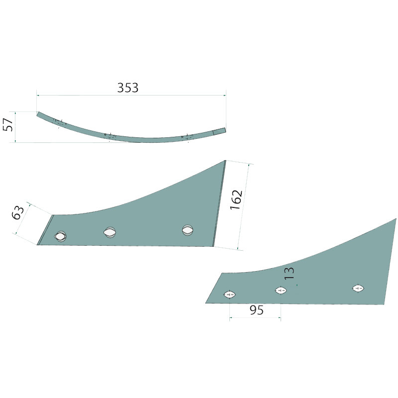 Trojúhelník přední díl odhrnovačky pluhu Kverneland na levou stranu