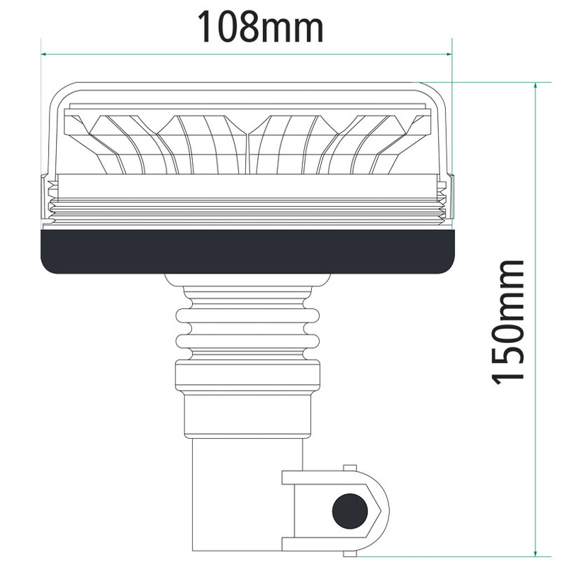 LED maják výstražný na nástrčný trn 12V/24V 12 LED diod s přepínání světlených funkcí