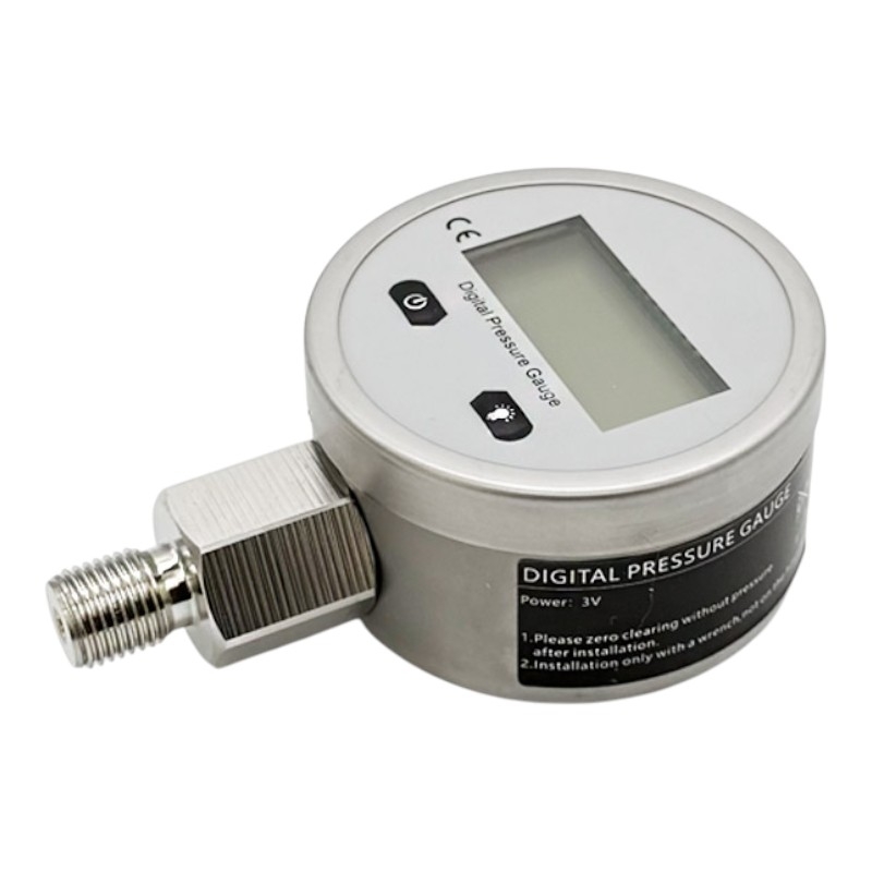 Digitální manometr 0–250 bar o průměru 60 mm se spodním přípojem G 1/4 BSP 