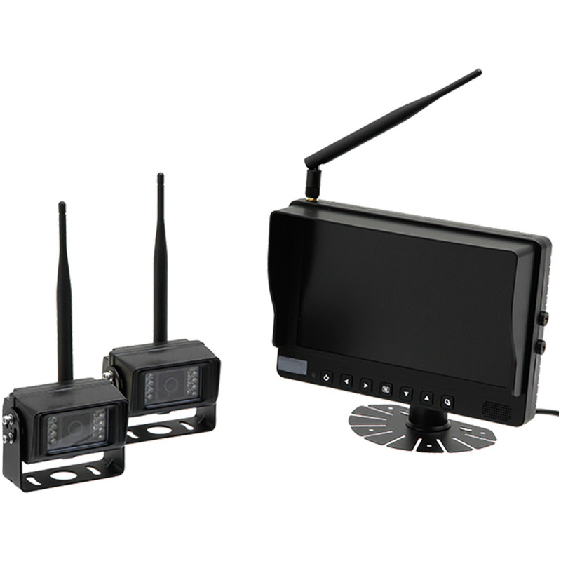 Kamerový systém s 2 kusy bezdrátové kamery s nočním viděním a s barevným LCD monitorem 9 pro 12 a 24 V 