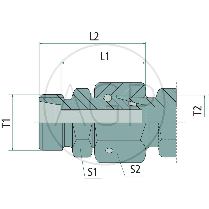 Rovné šroubení GEVR 14 S 1/2 DKO WD se závitem M22 x 1,5