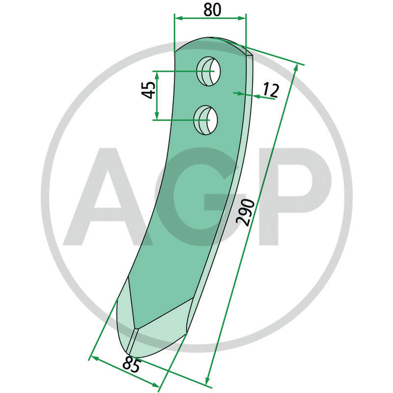 Hrot kultivátoru 290 x 85 x 12 mm vhodný pro Pöttinger