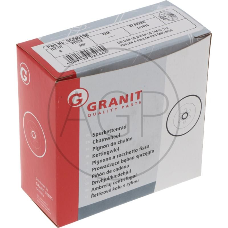 Řetězové kolo pro Dolmar, Poulan, rozteč řetězu 3/8, počet zubů 8, na série Oldtimer, 5000, 6000