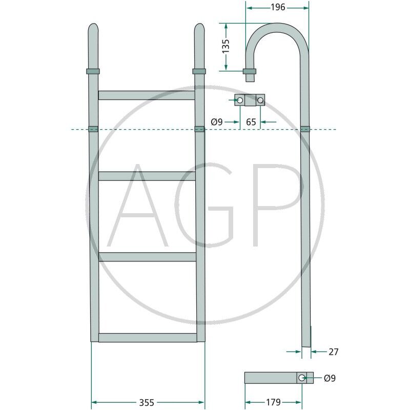 Žebřík na přívěs 3 příčky délka 780 mm