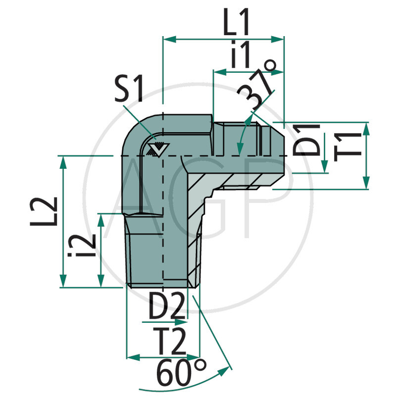WA-AGJ 7/16 - BSPT 1/4 90° VA