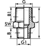 F-Drk-1/2-1/4-MSv Oboustranné šroubení