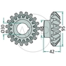 Kuželové ozubené kolo, 19 zubů, vhodné pro Deutz-Fahr, Kuhn, Taarup, Vicon/PZ, na typy CM 189, 190, 210, 211, 211F, 212, 212F, 220, 230, 265A, 270A