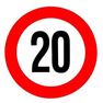 Samolepící fólie označení rychlosti 20 km/h o průměru 200 mm