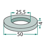 Distanční podložka Ø 50 mm, vnitřní Ø 25,5 mm, tloušťka 4 mm pro nůž mulčovače