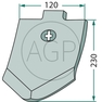 Hrot kultivátoru 230 x 120 x 10 mm pro kultivátory Lemken, Amazone, Kongskilde