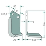 Levý nůž pro rotavátory Howard Rotavator o délce 180 mm a šířce 138 mm