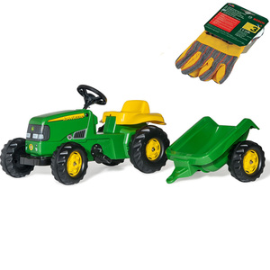 Šlapací traktor s přívěsem John Deere Rolly Toys RollyKid + dárek dětské rukavice Bosch