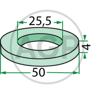 Distanční podložka Ø 50 mm, vnitřní Ø 25,5 mm, tloušťka 4 mm