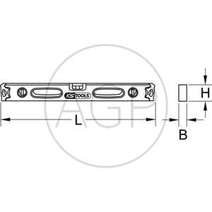 KS Tools vodováha- hliníkový profil s nivelizací o délce 1000 mm, šířce 27 mm a výšce 64 mm
