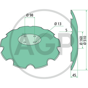 Disk ozubený 510 x 5 mm pro Köckerling