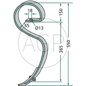 Zesílené komplet pero kultivátoru s hrotem o rozměru 32 x 12 mm vhodné pro Amazone