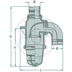 MZ sifonový oddělovač typ 0240 (24) přípoj rovný průměr 60 mm pro fekální vozy