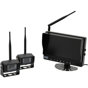 Kamerový systém s 2 kusy bezdrátové kamery s nočním viděním a s barevným LCD monitorem 9" pro 12 a 24 V