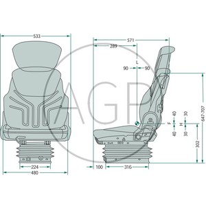 Traktorová sedačka Grammer Compacto Basic W (MSG 83/721) do traktoru PVC