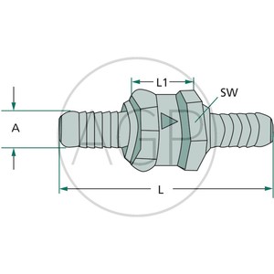 Zpětný ventil pro padání nafty na palivovou hadici o průměru 8 mm průtokový odpor 0,25 bar při 120 l/h
