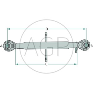 Třetí bod Standard pro traktor kat. 1-1 pracovní délka (D) 390 - 500 mm závit M24 x 3