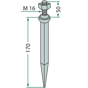 Hrot pro polní brány se závitem M16 a o celkové délce 220 mm