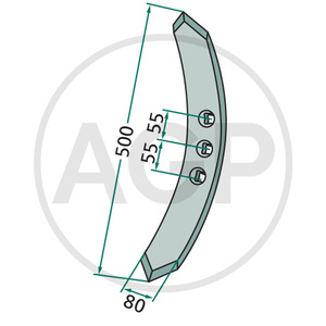 Hrot kultivátoru 490 x 80 x 12 mm vhodný pro Väderstad